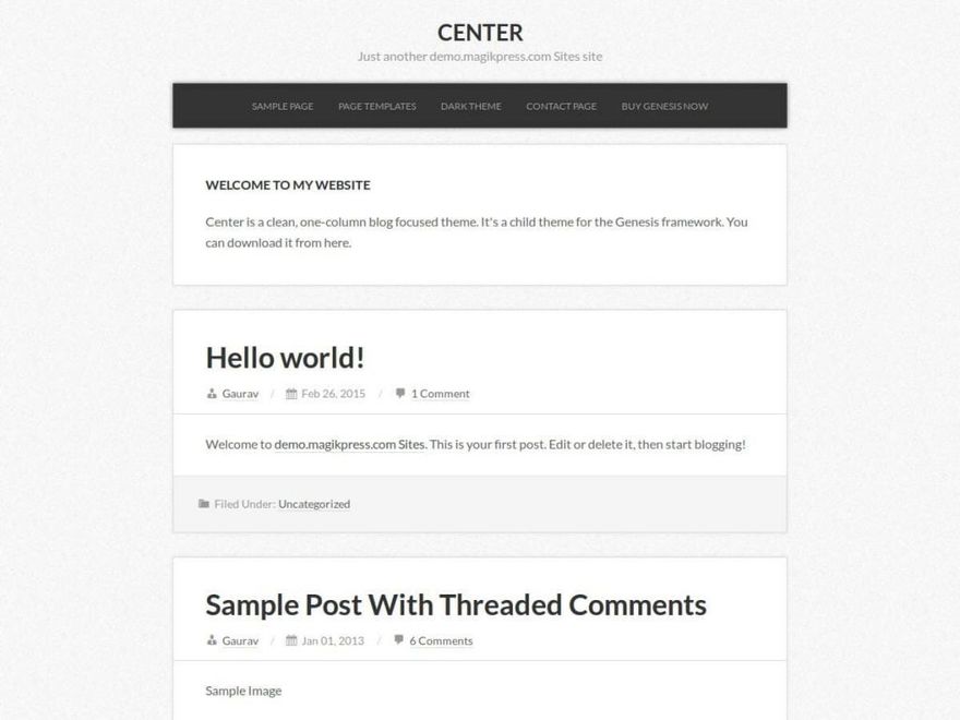 Screenshot of Center theme